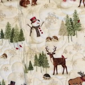 New Handmade Deer and Snowman Lap Quilt Throw